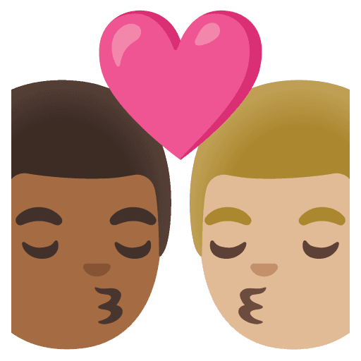 Kiss: Man, Man, Medium-dark Skin Tone, Medium-light Skin Tone