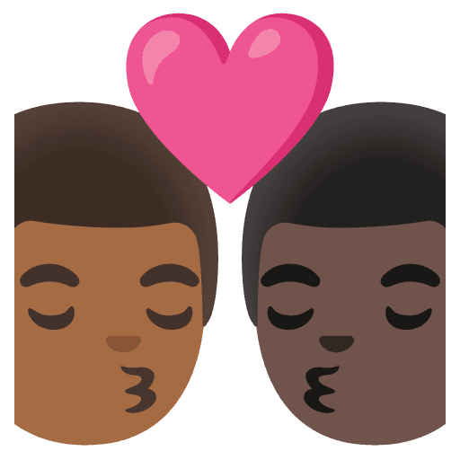 Kiss: Man, Man, Medium-dark Skin Tone, Dark Skin Tone