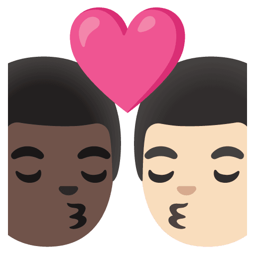 Kiss: Man, Man, Dark Skin Tone, Light Skin Tone