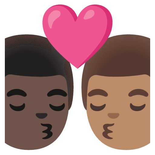 Kiss: Man, Man, Dark Skin Tone, Medium Skin Tone