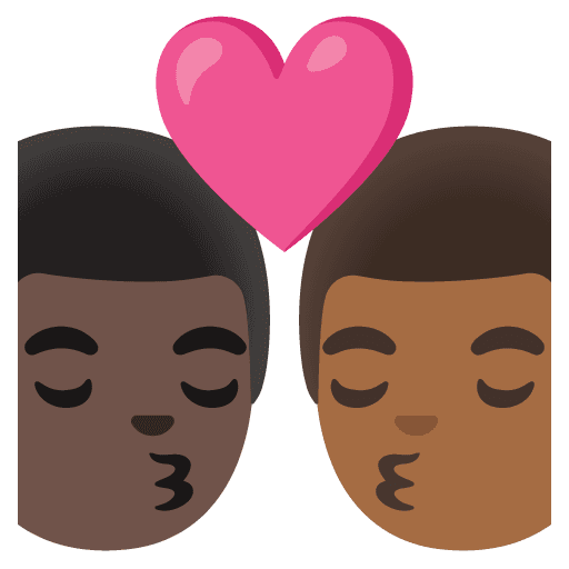 Kiss: Man, Man, Dark Skin Tone, Medium-dark Skin Tone