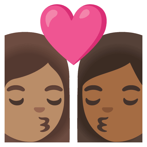 Kiss: Woman, Woman, Medium Skin Tone, Medium-dark Skin Tone