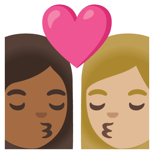 Kiss: Woman, Woman, Medium-dark Skin Tone, Medium-light Skin Tone