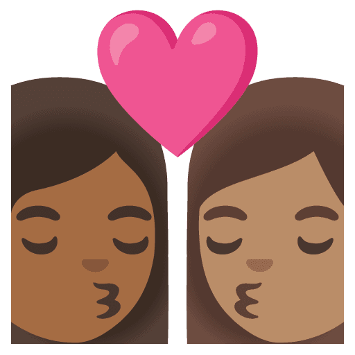 Kiss: Woman, Woman, Medium-dark Skin Tone, Medium Skin Tone