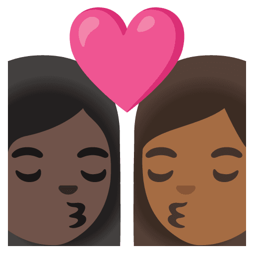 Kiss: Woman, Woman, Dark Skin Tone, Medium-dark Skin Tone