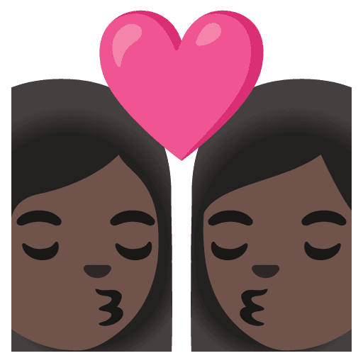 Kiss: Woman, Woman, Dark Skin Tone