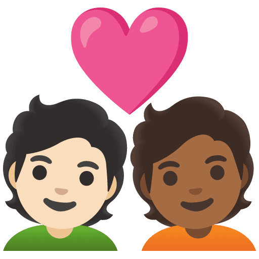 Couple with Heart: Person, Person, Light Skin Tone, Medium-dark Skin Tone