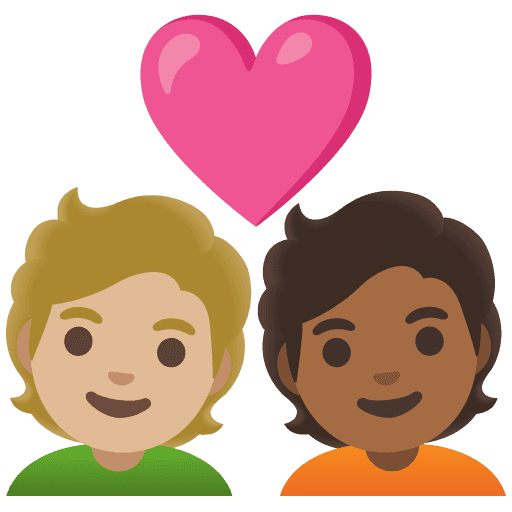Couple with Heart: Person, Person, Medium-light Skin Tone, Medium-dark Skin Tone