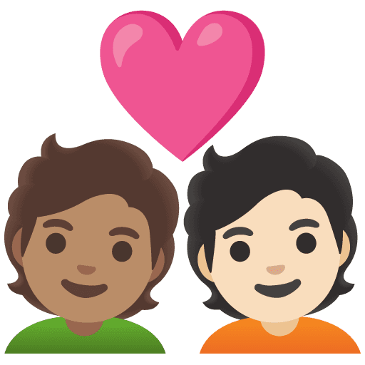 Couple with Heart: Person, Person, Medium Skin Tone, Light Skin Tone