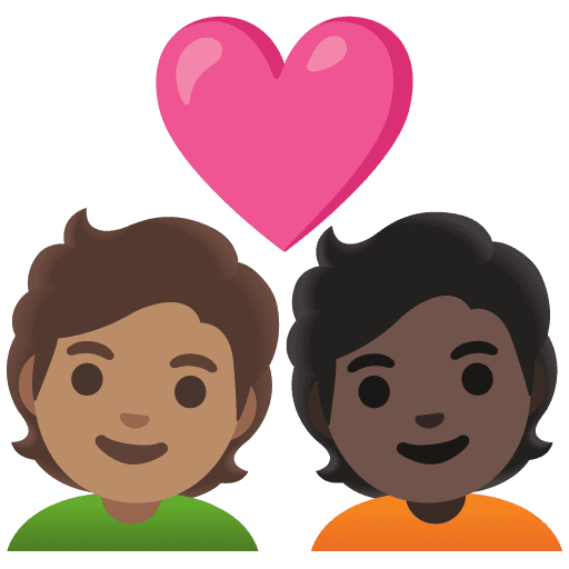 Couple with Heart: Person, Person, Medium Skin Tone, Dark Skin Tone