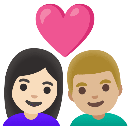 Couple with Heart: Woman, Man, Light Skin Tone, Medium-light Skin Tone