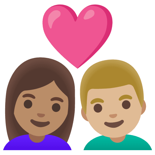 Couple with Heart: Woman, Man, Medium Skin Tone, Medium-light Skin Tone