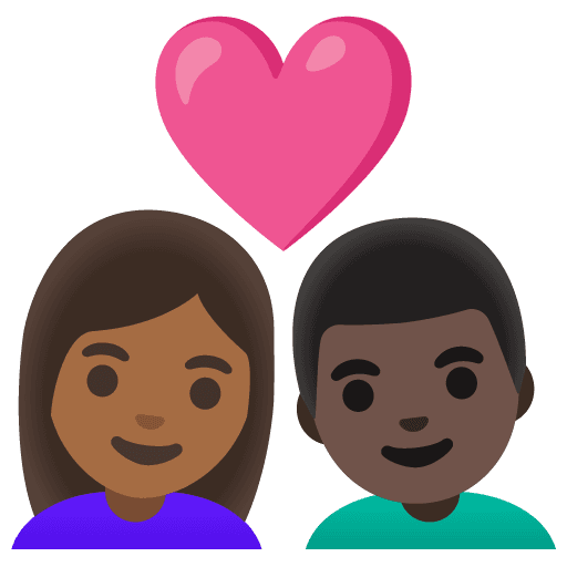 Couple with Heart: Woman, Man, Medium-dark Skin Tone, Dark Skin Tone