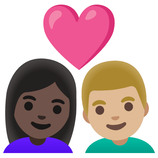 Couple with Heart: Woman, Man, Dark Skin Tone, Medium-light Skin Tone