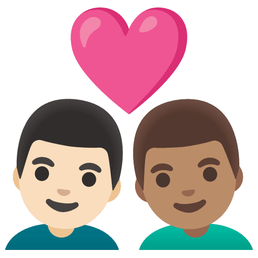 Couple with Heart: Man, Man, Light Skin Tone, Medium Skin Tone