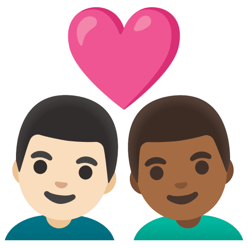 Couple with Heart: Man, Man, Light Skin Tone, Medium-dark Skin Tone