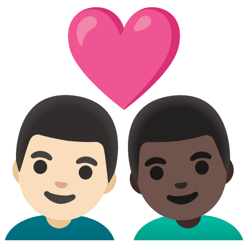 Couple with Heart: Man, Man, Light Skin Tone, Dark Skin Tone