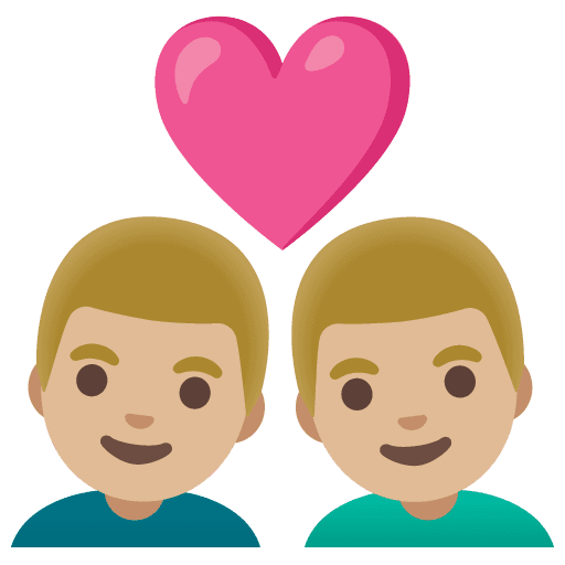 Couple with Heart: Man, Man, Medium-light Skin Tone