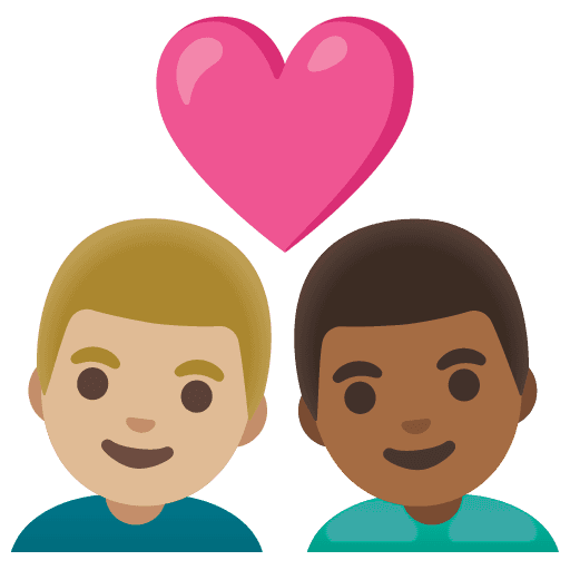 Couple with Heart: Man, Man, Medium-light Skin Tone, Medium-dark Skin Tone