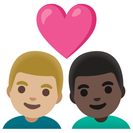 Couple with Heart: Man, Man, Medium-light Skin Tone, Dark Skin Tone