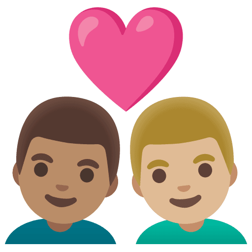 Couple with Heart: Man, Man, Medium Skin Tone, Medium-light Skin Tone