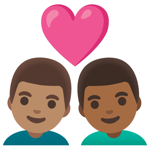 Couple with Heart: Man, Man, Medium Skin Tone, Medium-dark Skin Tone