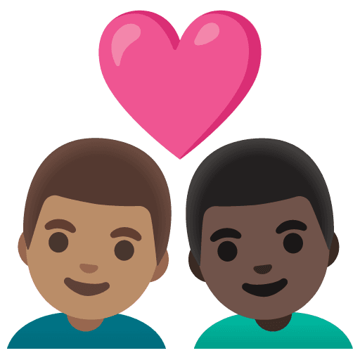 Couple with Heart: Man, Man, Medium Skin Tone, Dark Skin Tone