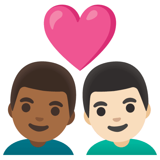 Couple with Heart: Man, Man, Medium-dark Skin Tone, Light Skin Tone