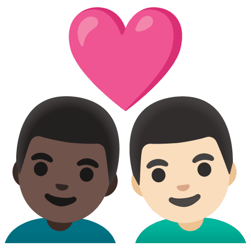 Couple with Heart: Man, Man, Dark Skin Tone, Light Skin Tone