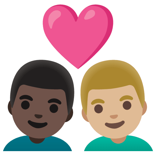 Couple with Heart: Man, Man, Dark Skin Tone, Medium-light Skin Tone