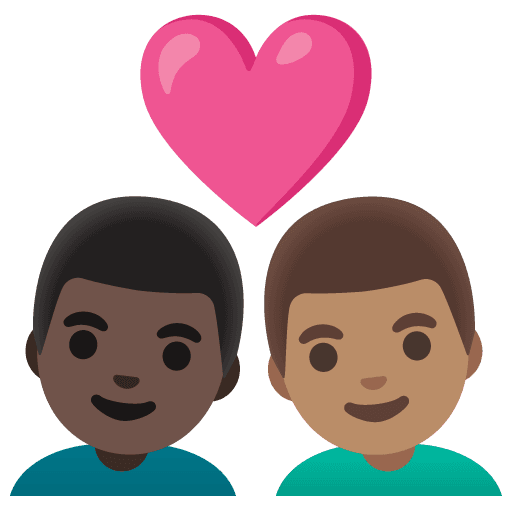 Couple with Heart: Man, Man, Dark Skin Tone, Medium Skin Tone