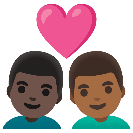 Couple with Heart: Man, Man, Dark Skin Tone, Medium-dark Skin Tone