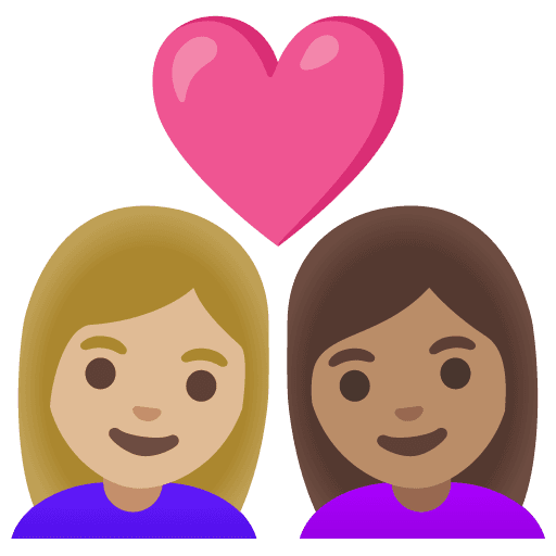 Couple with Heart: Woman, Woman, Medium-light Skin Tone, Medium Skin Tone