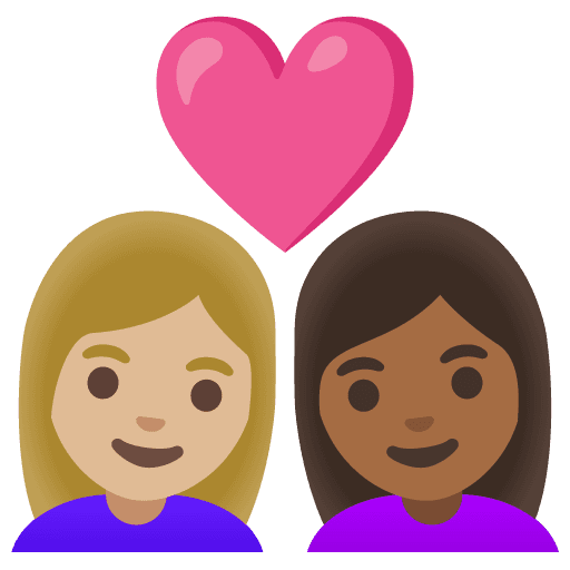 Couple with Heart: Woman, Woman, Medium-light Skin Tone, Medium-dark Skin Tone