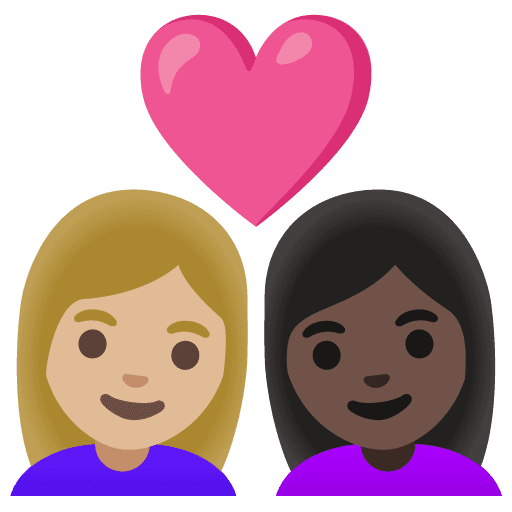 Couple with Heart: Woman, Woman, Medium-light Skin Tone, Dark Skin Tone