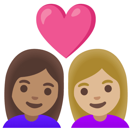 Couple with Heart: Woman, Woman, Medium Skin Tone, Medium-light Skin Tone