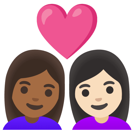 Couple with Heart: Woman, Woman, Medium-dark Skin Tone, Light Skin Tone