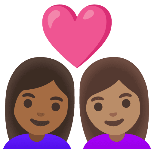 Couple with Heart: Woman, Woman, Medium-dark Skin Tone, Medium Skin Tone