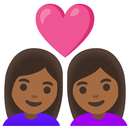 Couple with Heart: Woman, Woman, Medium-dark Skin Tone