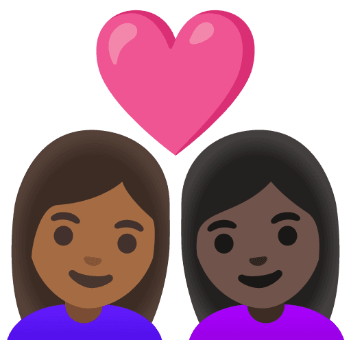 Couple with Heart: Woman, Woman, Medium-dark Skin Tone, Dark Skin Tone