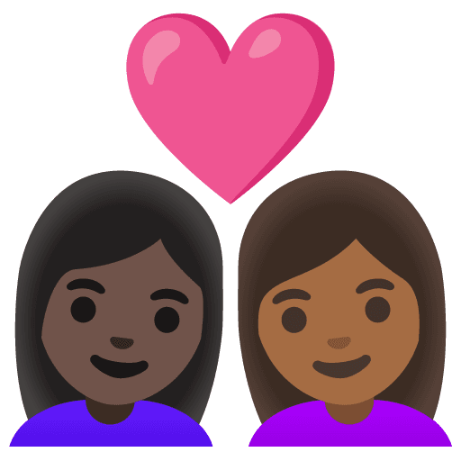 Couple with Heart: Woman, Woman, Dark Skin Tone, Medium-dark Skin Tone