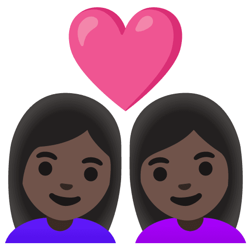 Couple with Heart: Woman, Woman, Dark Skin Tone