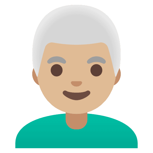 Man: Medium-light Skin Tone, White Hair