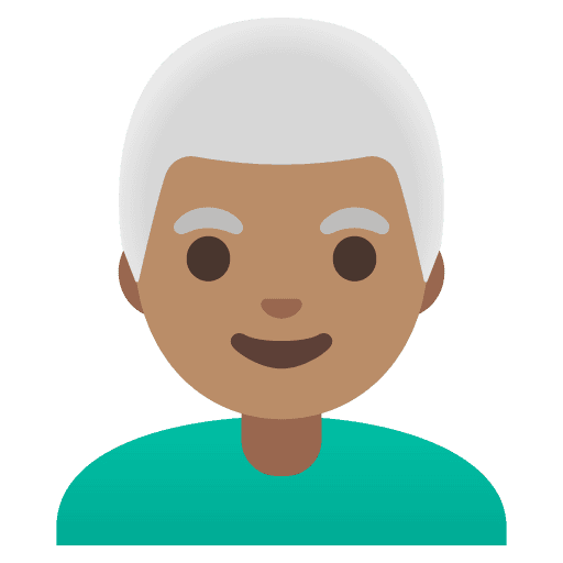 Man: Medium Skin Tone, White Hair