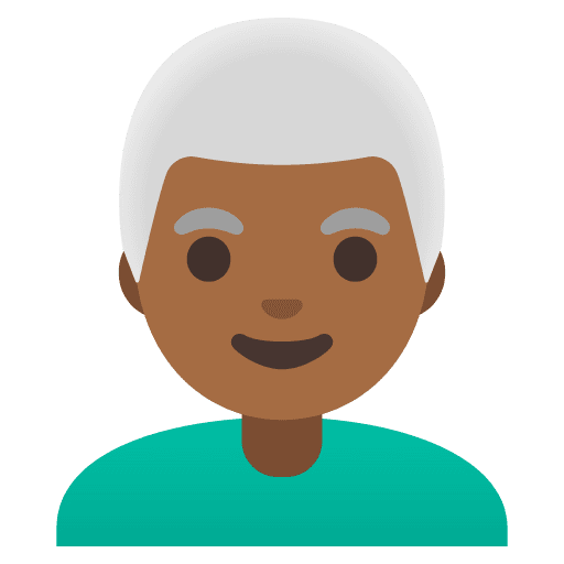 Man: Medium-dark Skin Tone, White Hair