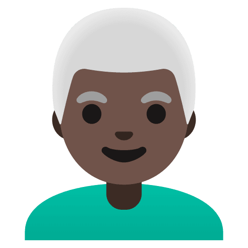 Man: Dark Skin Tone, White Hair