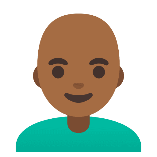 Man: Medium-dark Skin Tone, Bald