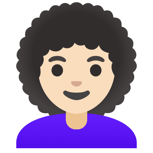 Woman: Light Skin Tone, Curly Hair