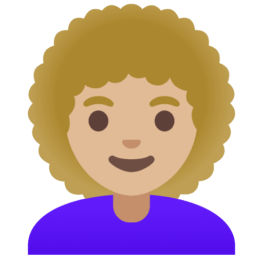 Woman: Medium-light Skin Tone, Curly Hair