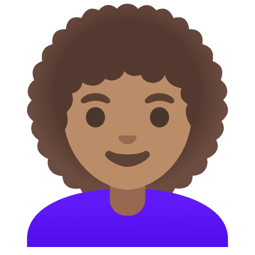 Woman: Medium Skin Tone, Curly Hair